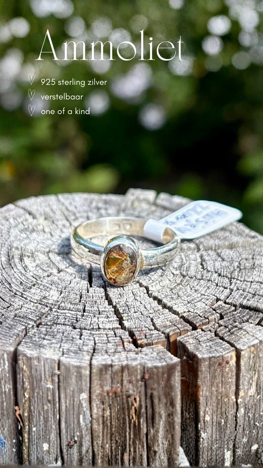 Ring met ammoliet van 925 sterling zilver bij Huisje 44