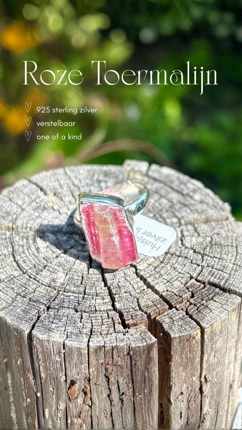 Ring met roze toermalijn van 925 sterling zilver bij Huisje 44