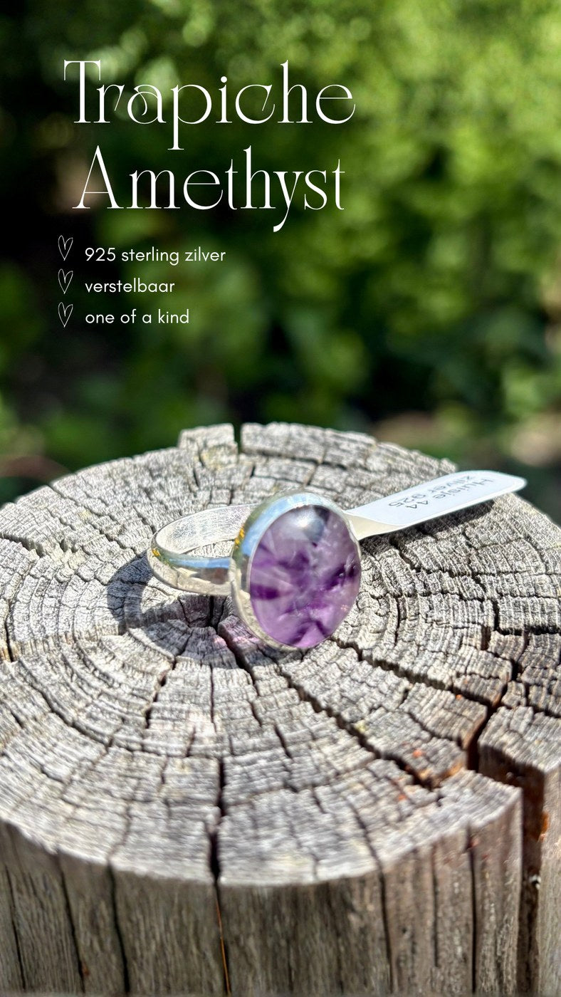 Ring met trapiche-amethist van 925 sterling zilver bij Huisje 44