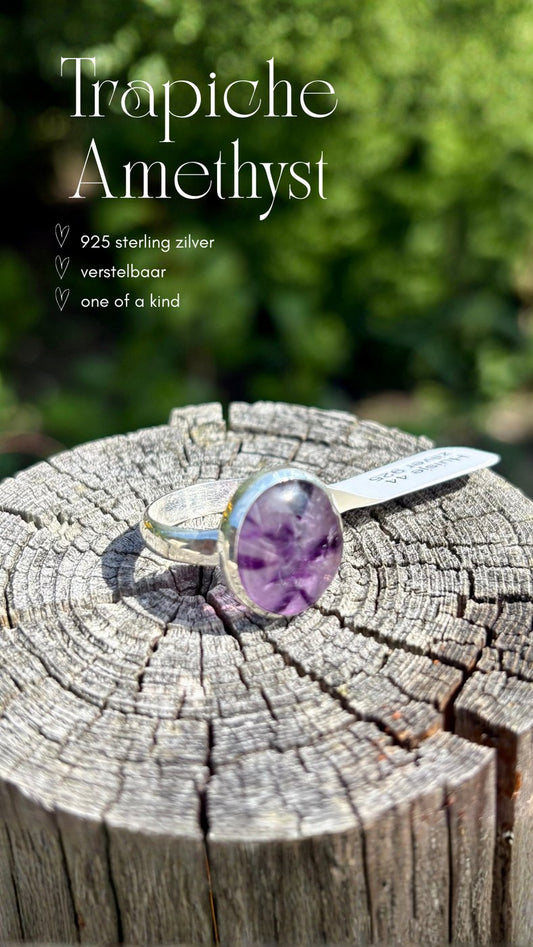 Ring met trapiche-amethist van 925 sterling zilver bij Huisje 44